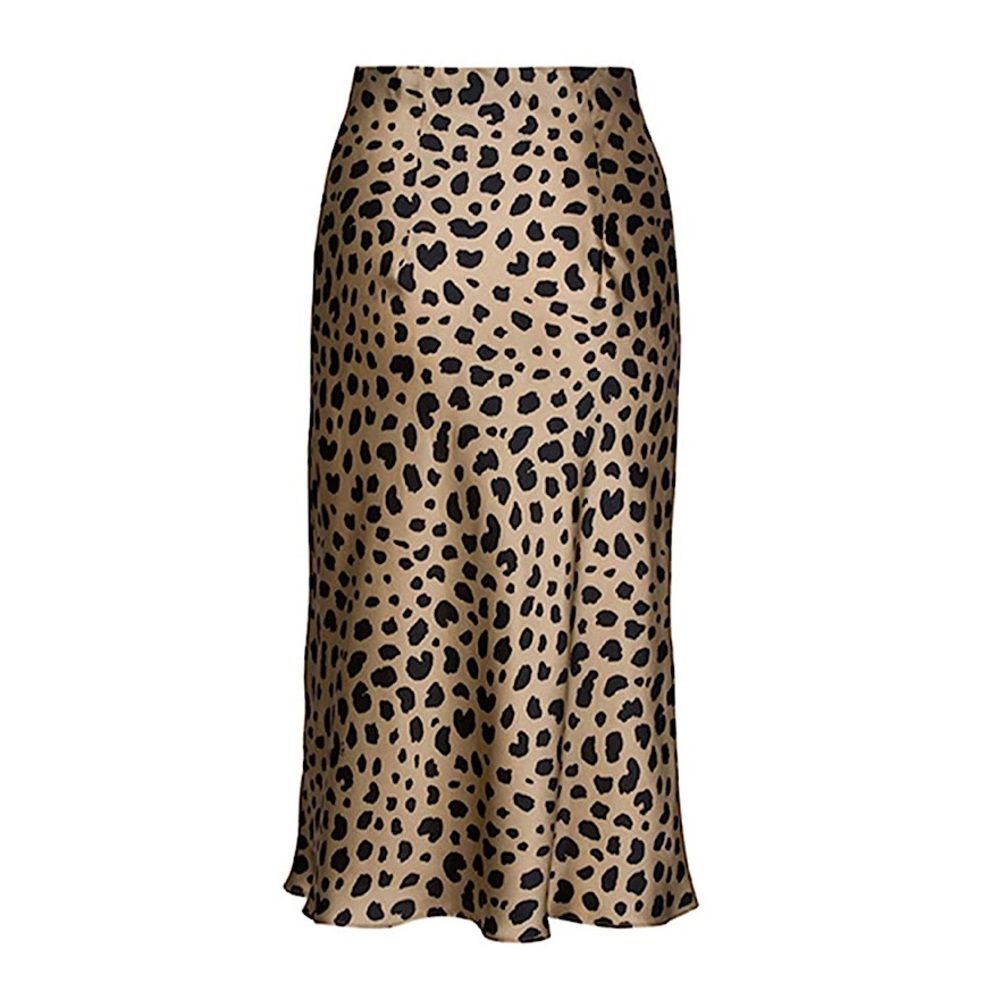 Leopard Midi Skirt high elastic waist